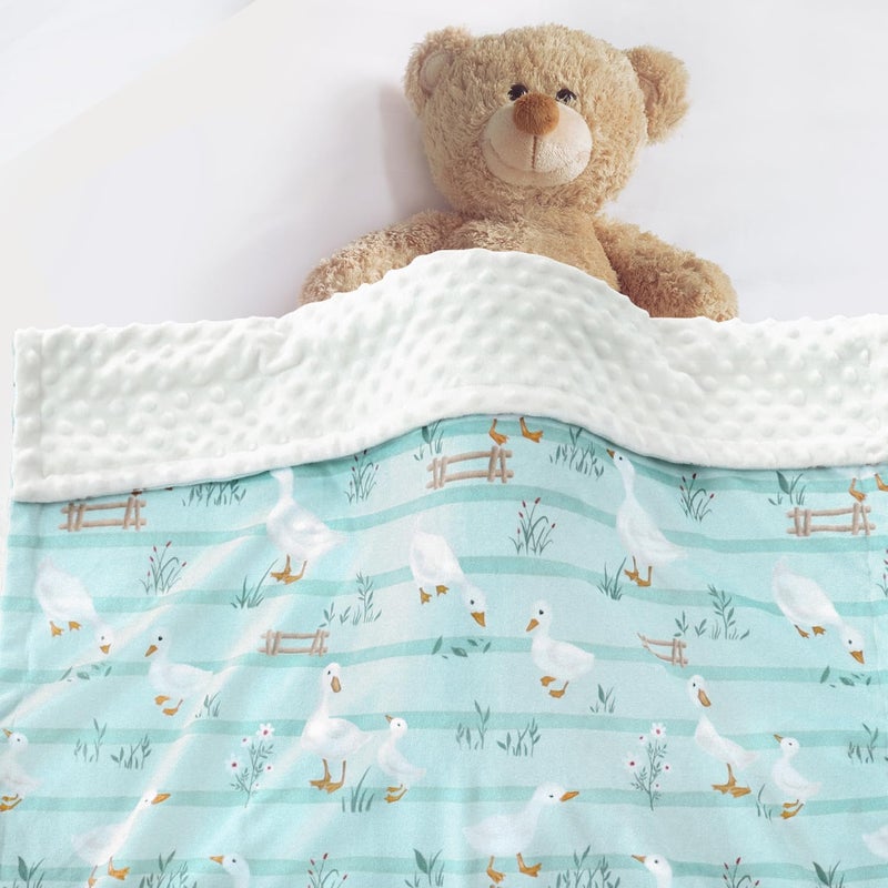 BORITAR Super Soft Baby Blanket for Boys Minky Fabric Bed Blanket with Double Layer Dotted Backing, Cute Farm Animal Design for Infant Toddler Newborn 30 x 40 Inch - Image 3